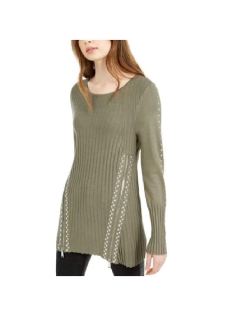 Bar III Zippered Studded Sweater